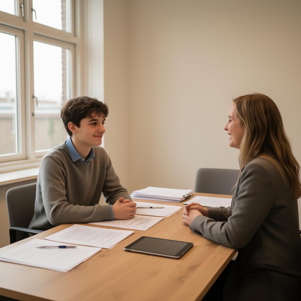 Kandidaat doet een mondeling theorie examen onder begeleiding van een examinator